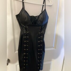 Black Faux Leather Dress